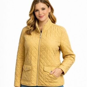 Tommy Hilfiger XXL Beige Long Sleeve Full Zip Quilted Polyester Winter Jacket.